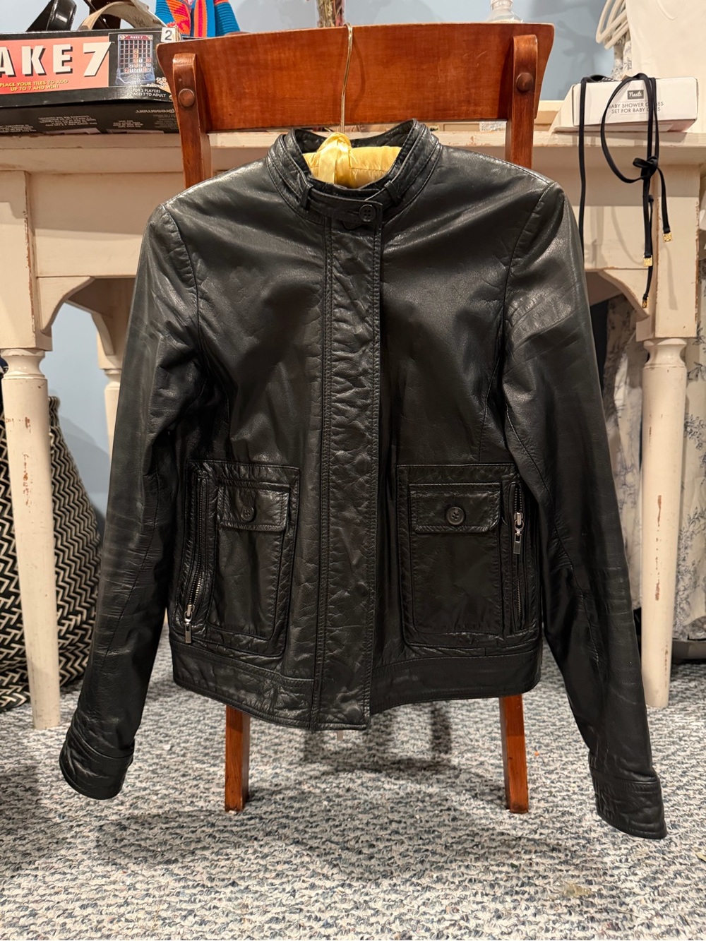 Vintage theory black leather jacket